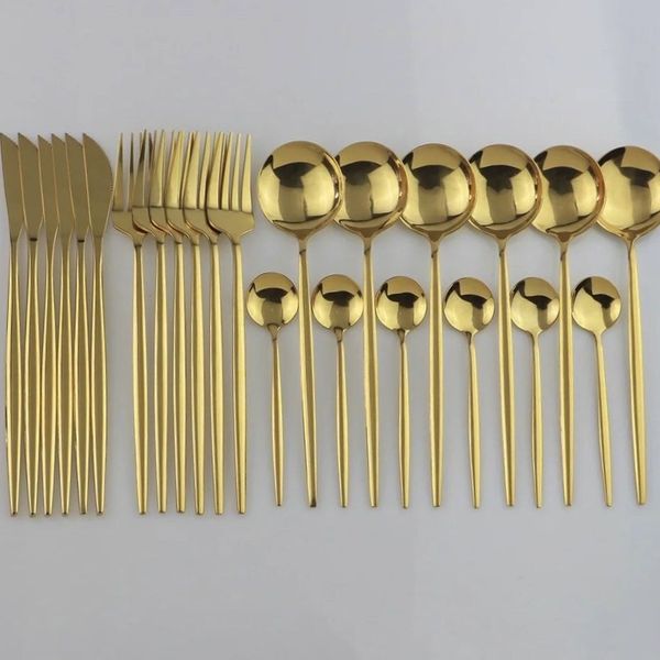 Золоті ложки вилки столові прибори золотые приборы 24 подарок