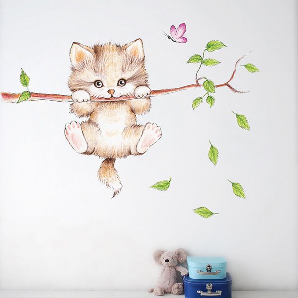 Детская виниловая наклейка на стену «Милый Кот». Виниловая декоративна