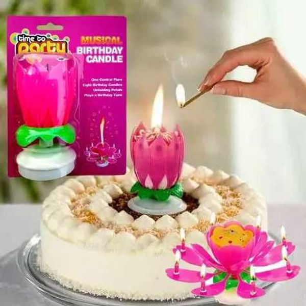 Праздничная музыкальная свеча в торт разноцветная праздничная