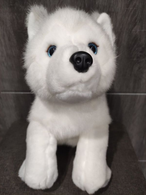 Мягкая игрушка собачка щенок белый хаски 30 см самоед